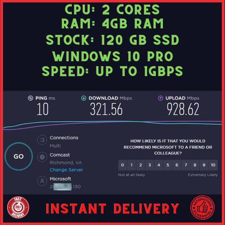 RDP - VPS 2 CPU 4GB RAM 120GB SSD FULL WARRANTY