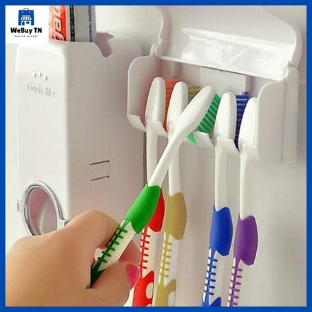 موزع معجون أسنان أوتوماتيكي مع حامل فرشاة الأسنان 5 في 1