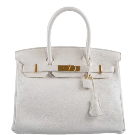 WHITE Birkin 30 White Clemence With Gold Hardware - 2016 - LuxurBags