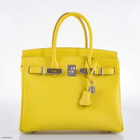 YELLOW Birkin 30 Lime Epsom With Palladium Hardware - 2019, D - LuxurBags