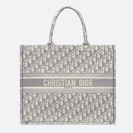 Gray Oblique Embroidery Book Tote - Women's Leather Bag - LuxurBags