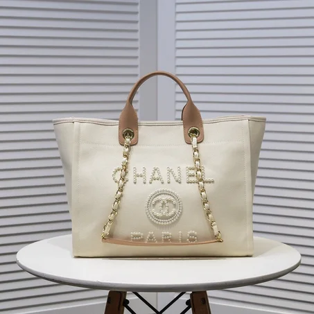 CC DEAUVILLE TOTE BAG WITH PEARLS- Luxurbags