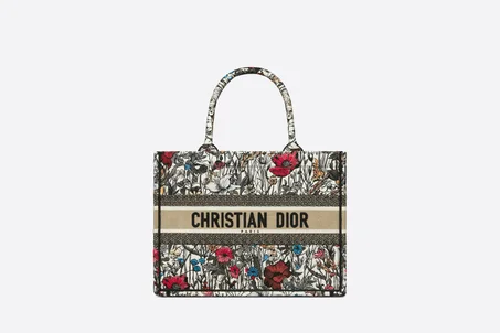 Multicolor Mille Fleurs Embroidery Small Book Tote - Women's Leather Bag - LuxurBags