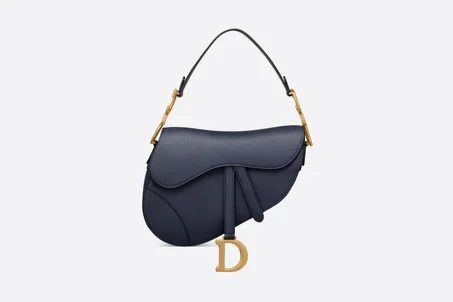 Indigo Blue Grained Calfskin Saddle Bag - Women's Leather Bag - LuxurBags