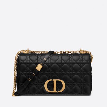 Black Supple Cannage Calfskin Large Caro Bag - Women's Leather Bag - LuxurBags