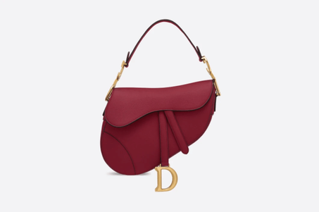 Cherry Red Grained Calfskin Saddle Bag - Women's Leather Bag - LuxurBags