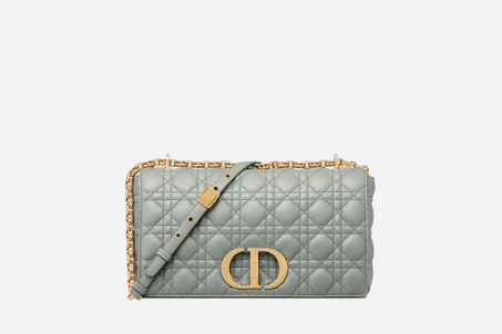 Grey Supple Cannage Calfskin Large Caro Bag - Women's Leather Bag - LuxurBags