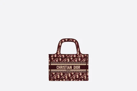 Burgundy Oblique Embroidery Mini Book Tote - Women's Leather Bag - LuxurBags