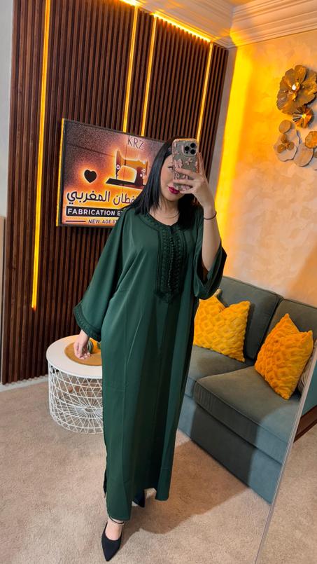 ✨ قفطان مخزاني جديد 2025 | قفطان كريب مطروز أو بالعقاد للمناسبات ✨