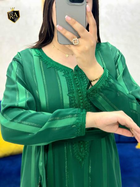 قفطان كريب دوسوا صقلي فاخر – أناقة مغربية للمناسبات