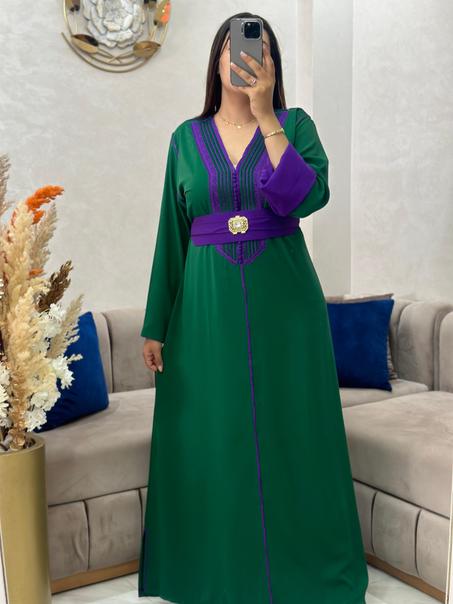 قفطان كريب بالمضمة مطروز بالعقاد ✨ موديل جديد 2025 | قفطان مغربي راقي للمناسبات