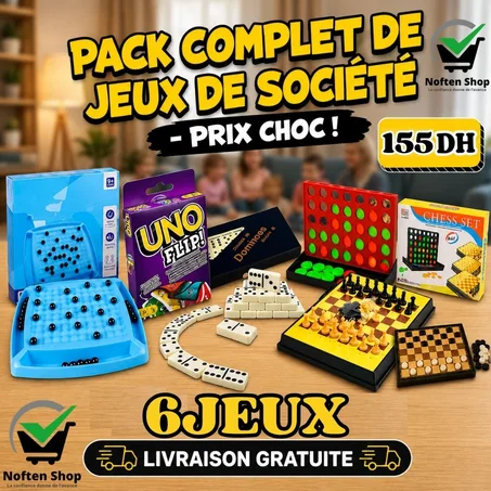 CHESS SET+DOMINOES+UNO FLIP +JEUX DE MAGNETIC