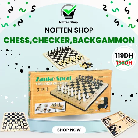 ECHIQUIER 3 EN 1 EN BOIS