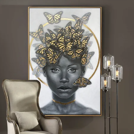 Portrait of woman gray and gold - NO.001