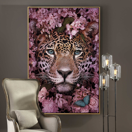 Tiger in flowers