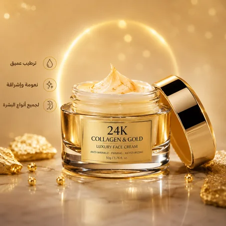كريم الوجه بالكولاجين والذهب الخالص عيار 24