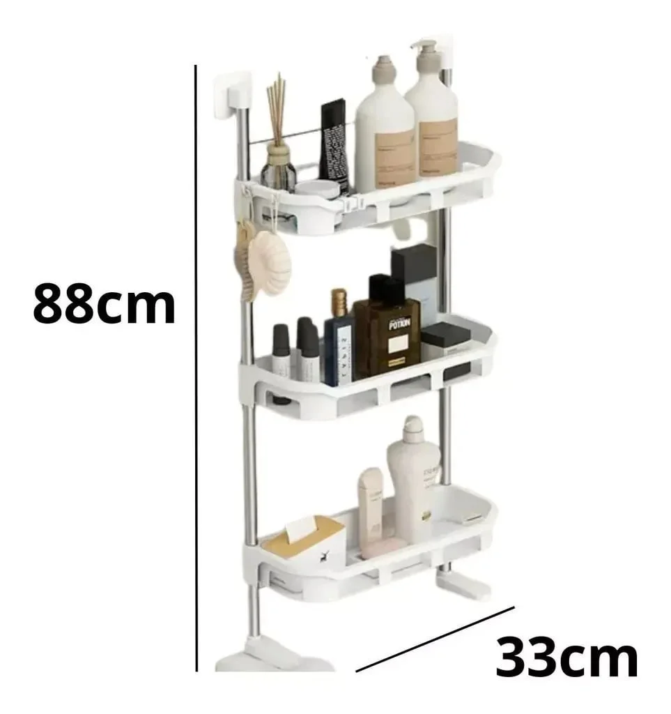 Étagère de rangement pour salle de bain au-dessus des toilettes 3 Niveaux