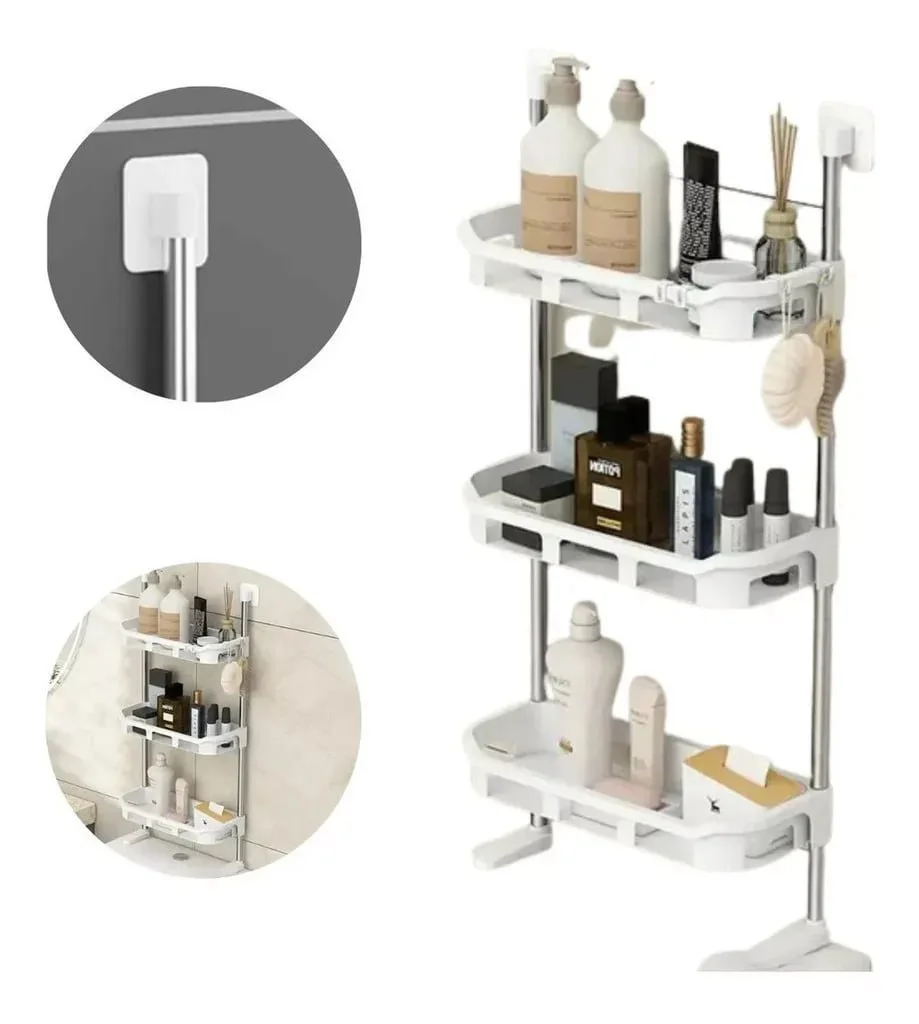 Étagère de rangement pour salle de bain au-dessus des toilettes 3 Niveaux