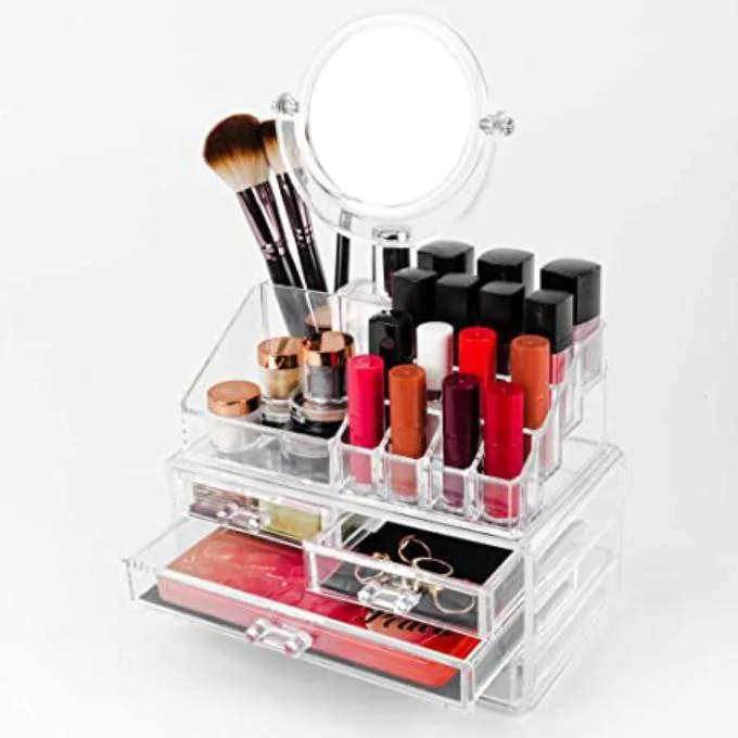 Boîte de rangement transparent pour bijoux,organisateur maquillage,cosmétique .
