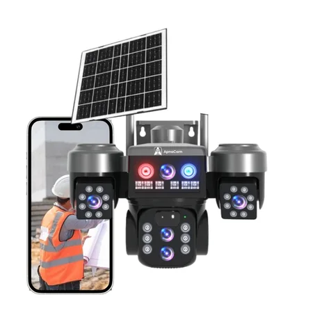 كاميرا مراقبة شمسية بثلاث عدسات مع تقريب بصري قوي