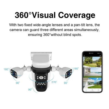 12Megapixel 4G w كاميرا مراقبة بالطاقة الشمسية بثلاث عدسات