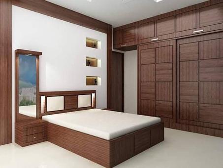 سرير وخزانة ملابس خشبية عصرية