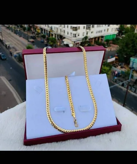 colliers à mailles cubaines, en acier inoxydable, couleur or, pour hommes et femmes + boite