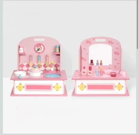 cuisine et coiffeuse 2 en 1 en bois