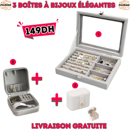 Trois Boîtes de rangement pour bijoux