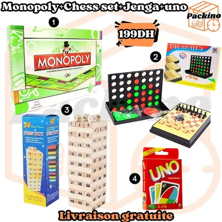 Monopoly+Jenga+Chess Set+UNO