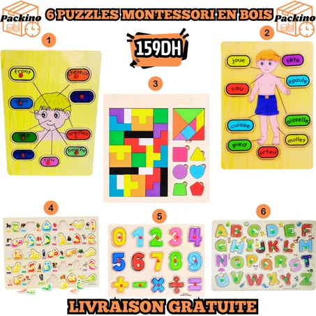 Six Jouets Montessori en Bois