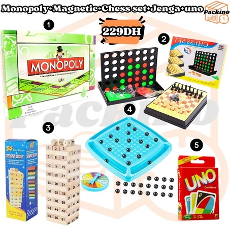Monopoly+Magnetic+Jenga+Chess Set+UNO