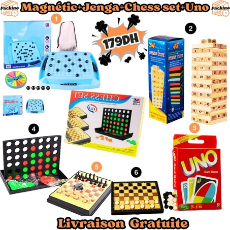 MAGNETIC+JENGA+CHESS SET+UNO