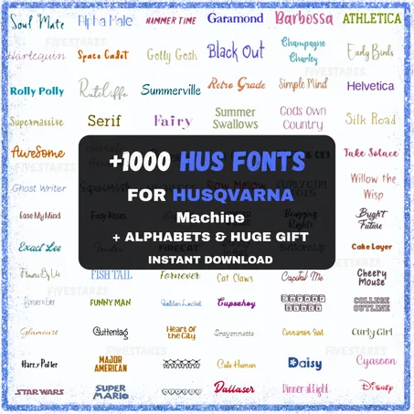 1000+ Machine Embroidery Font Designs (1", 2", 3") – HUS Format for Husqvarna & Viking (Instant Download)