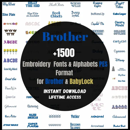 Machine Embroidery Fonts for Brother & Babylock –PES Format – Instant Download – Collection of 1500, 1 inch 2 inch 3 inch.