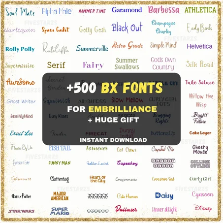 500+ BX Embroidery Fonts Bundle (1", 2", 3" Sizes) – Machine Embroidery Fonts Compatible with Embrilliance (Instant Download)