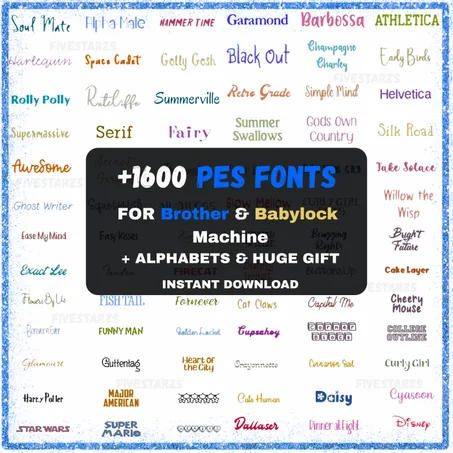 1600+ Machine Embroidery Font Designs (1", 2", 3") – PES Format for Brother & Babylock (Instant Download)