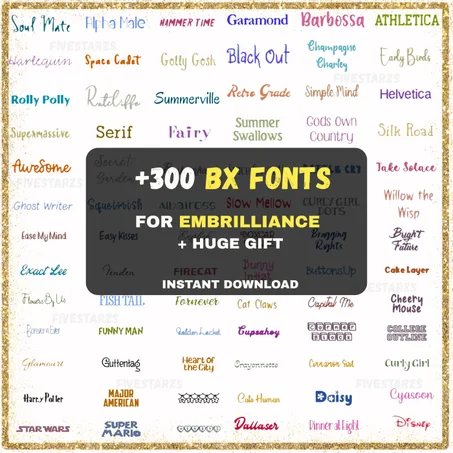 300+ BX Embroidery Fonts Bundle (1", 2", 3" Sizes) – Machine Embroidery Fonts Compatible with Embrilliance (Instant Download)