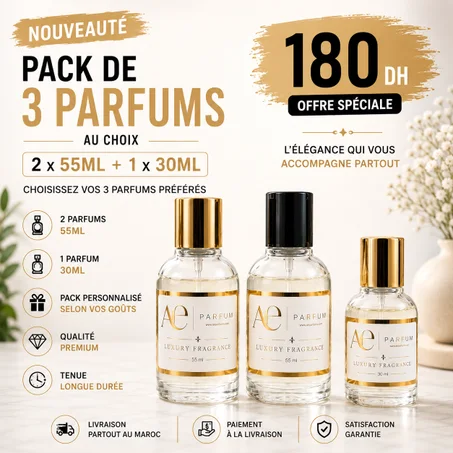 Pack de 2 Parfums 55ml + 1 Parfums de 30ml