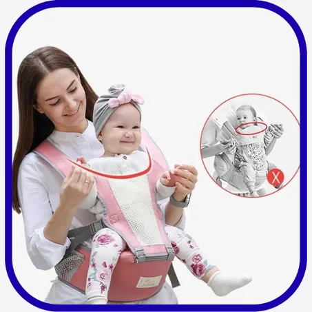 حمالة أطفال مريحة بمقعد وحقيبة صغيرة