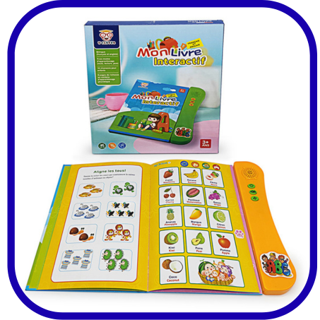 كتاب صوتي تفاعلي لتعلم اللغة الفرنسية والإنجليزية بنمط رسوم متحركة