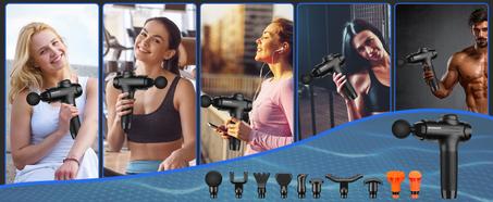 مسدس تدليك من ريماو، مدلك كهربائي محمول باليد للانسجة العميقة والظهر للرياضيين لتخفيف الالم مع 10 رؤوس بديلة، مدلك ايقاعي مع 10 سرعات، اسود