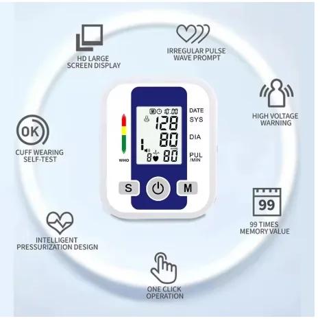 مقياس ضغط الدم، جهاز قياس معدل ضربات القلب، جهاز مراقبة ضغط الدم، جهاز قياس ضغط الدم الرقمي للذراع، جهاز قياس ضغط الدم الأوتوماتيكي الطبي