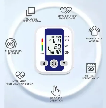 مقياس ضغط الدم، جهاز قياس معدل ضربات القلب، جهاز مراقبة ضغط الدم، جهاز قياس ضغط الدم الرقمي للذراع، جهاز قياس ضغط الدم الأوتوماتيكي الطبي