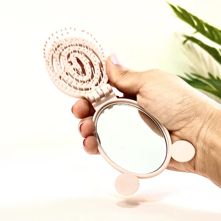Brosse a cheveux avec miroir Shiraz Rose