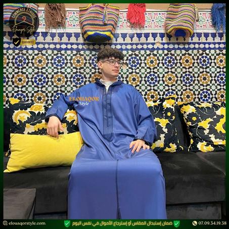 جلابة فاسية مخزانية فاخرة من ثوب الشاركا الأصلي