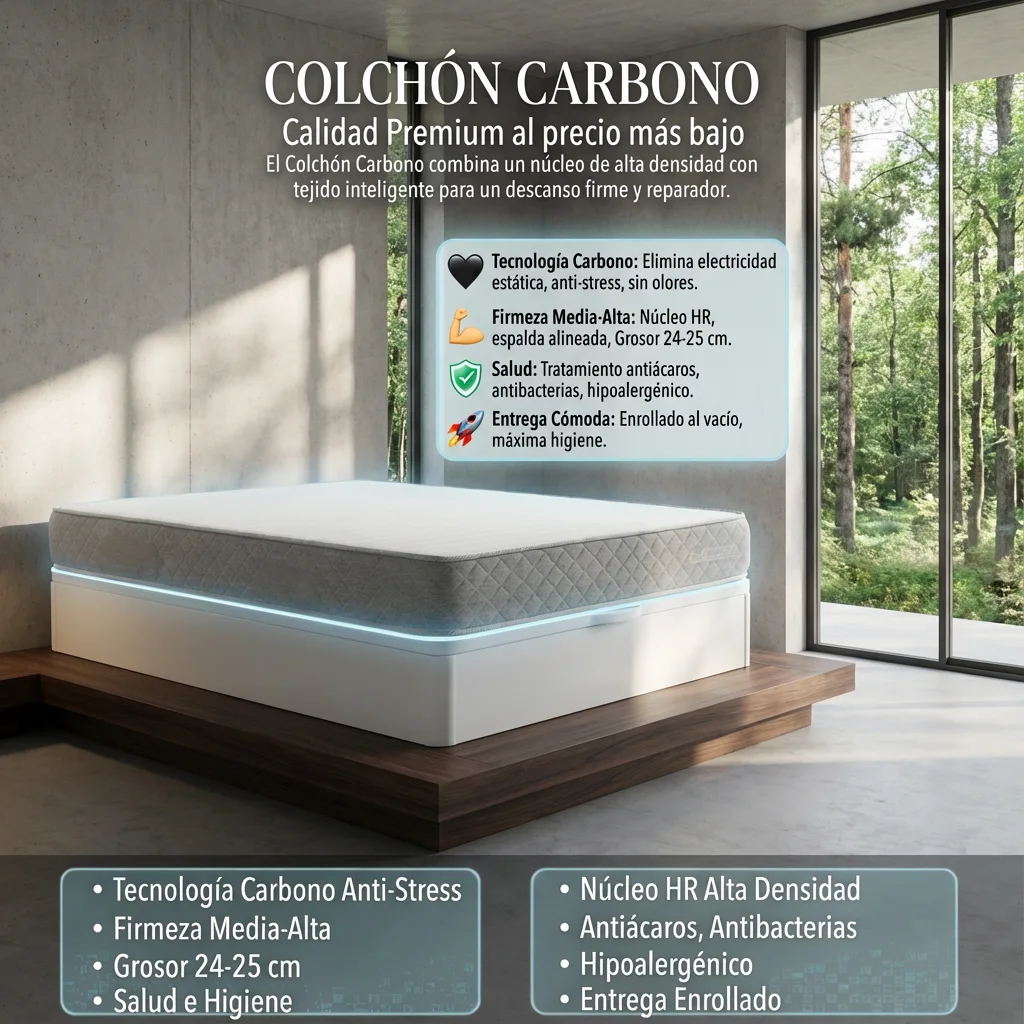 Colchón Carbono Anti-Stress: (25cm)