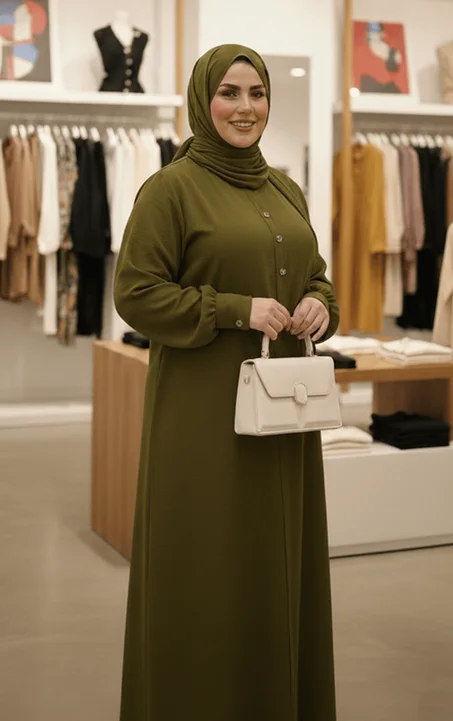 عباية راقية ،طقم من قطعتين (عباية + شال )