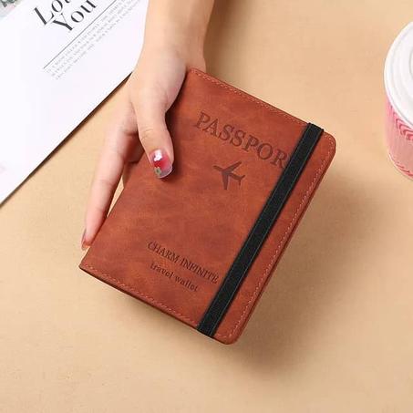 Portefeuille de voyage pour porte-cartes en cuir PU pour hommes et femmes.