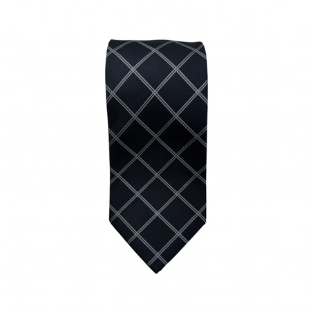 Cravate en Soie Dark - Rayures et Carreaux Gris